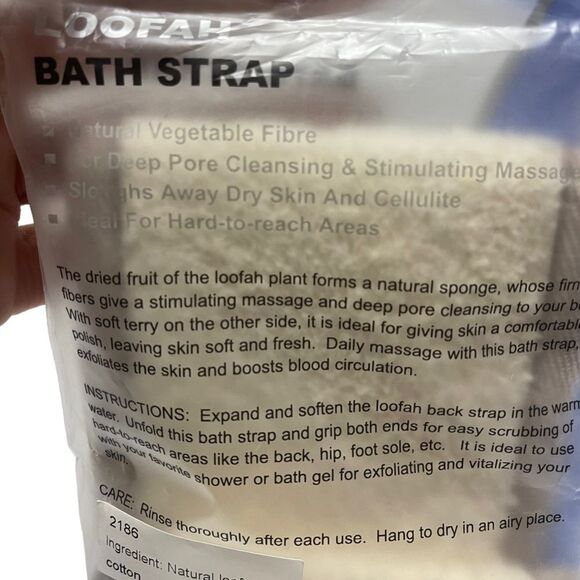 Basicare Natural Vegetable Fibre Loofah Bath Strap - Picture 4 of 6